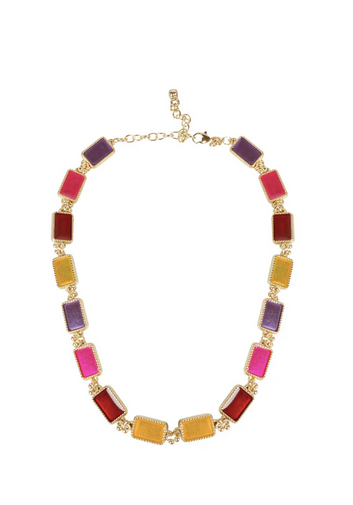 Multi Enamel Brick Necklace