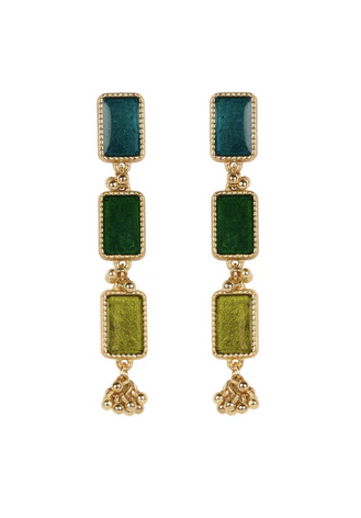 Multi Enamel Brick Earrings